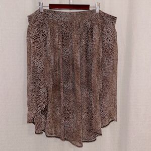 HOT opinions 18 Animal Print Brown Black High Low Flare Skirt